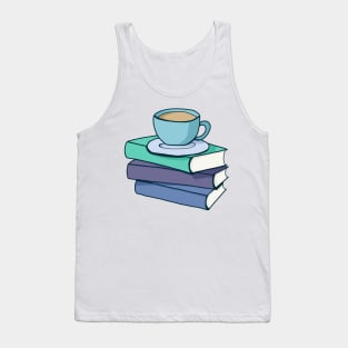 Stack of books with a hot drink Tank Top